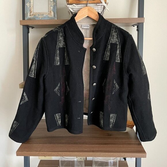 Gorgeous Chico's Short Wool Blend Coat, Size 12 - Picture 5 of 14